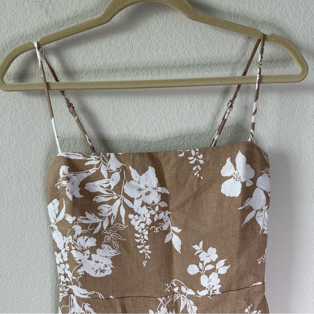 NWOT REFORMATION Frankie Floral Midi Linen Dress in Dune SZ US 2 - Picture 4 of 9